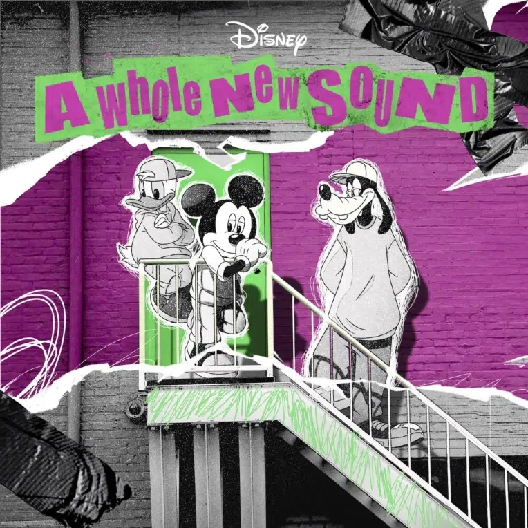 Artwork for Disney's upcoming pop-punk cover album, 'A Whole New Sound.'