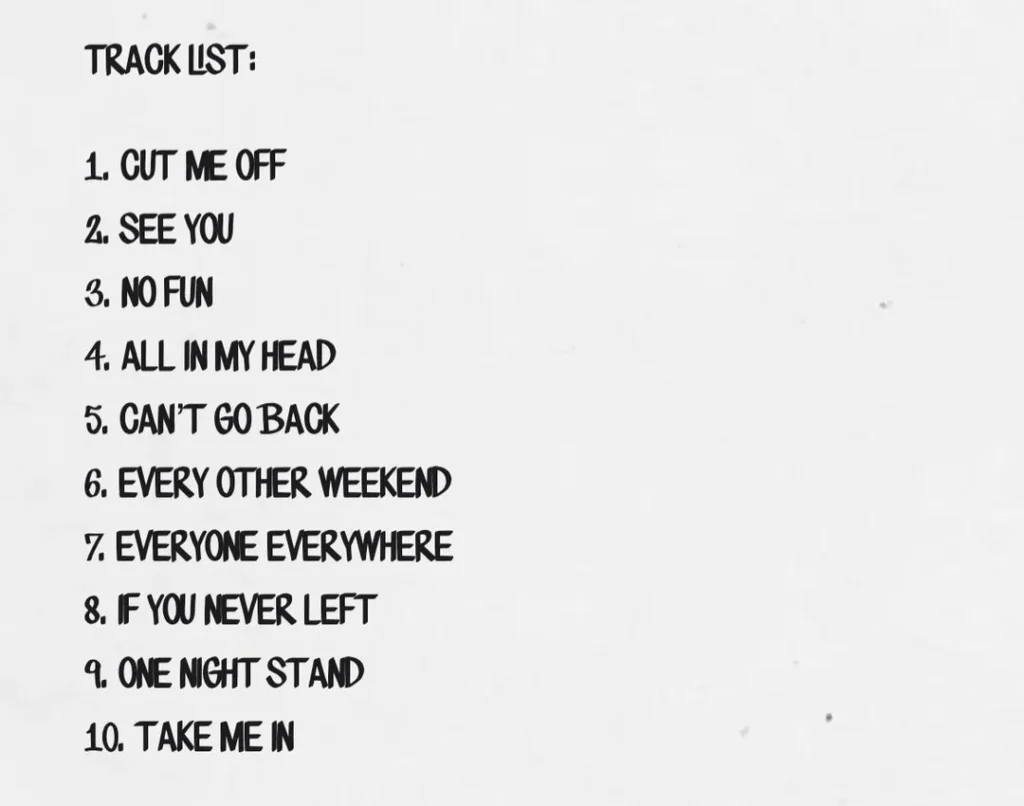 Tracklist for blink-182's 'One More Time... Part 2.'