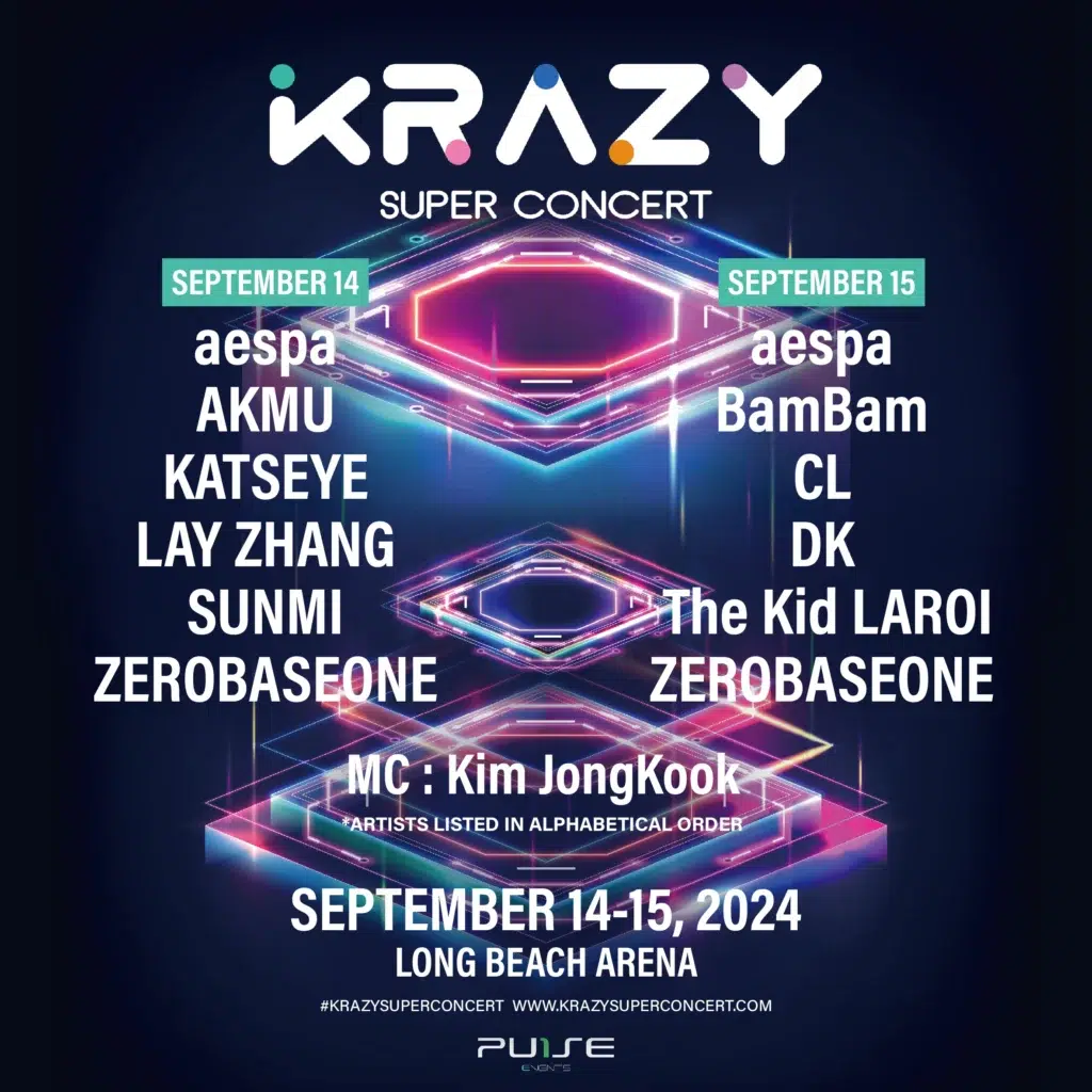 Poster showcasing the 2024 Krazy Super Concert lineup.