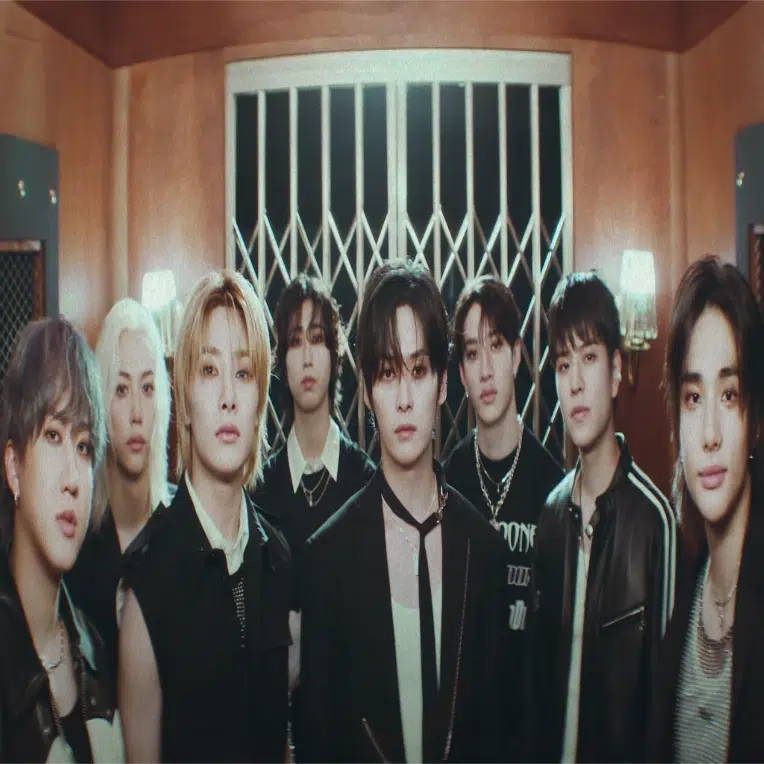 Still from Stray Kids' music video for "Stray Kids."