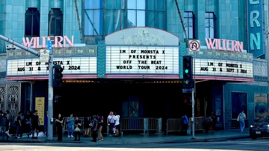 The Wiltern's marquee featuring I.M's 2024 Off The Beat world tour naming.