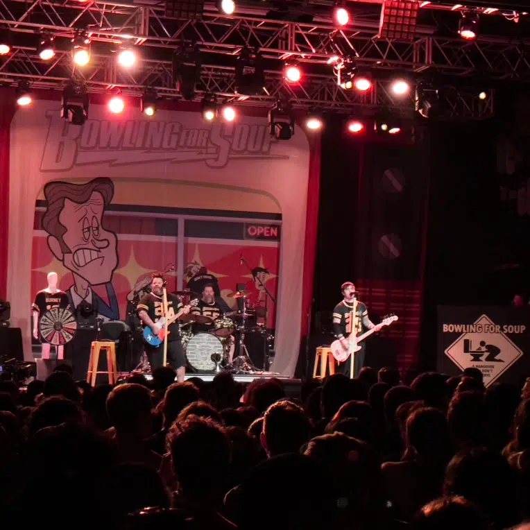 Bowling For Soup performing at the House of Blues (Anaheim) during the A Hangover You Don't Deserve 20th Anniversary Tour.