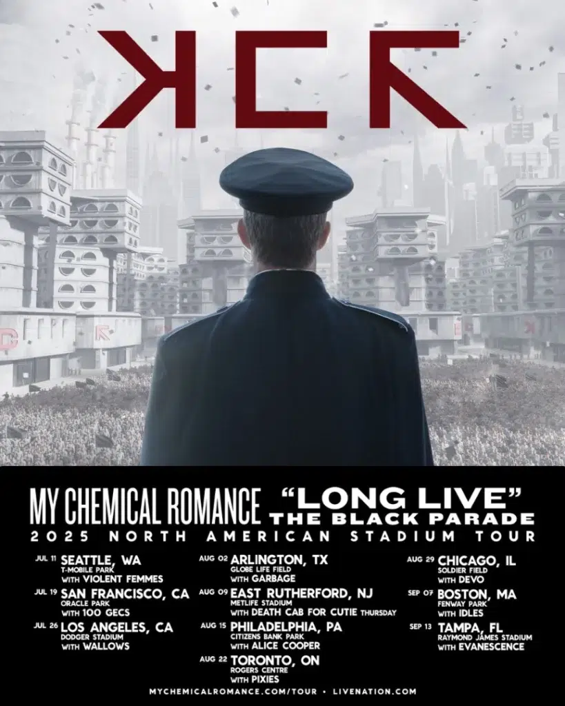 Poster for My Chemical Romance's 'Long Live The Black Parade' 2025 North American tour.