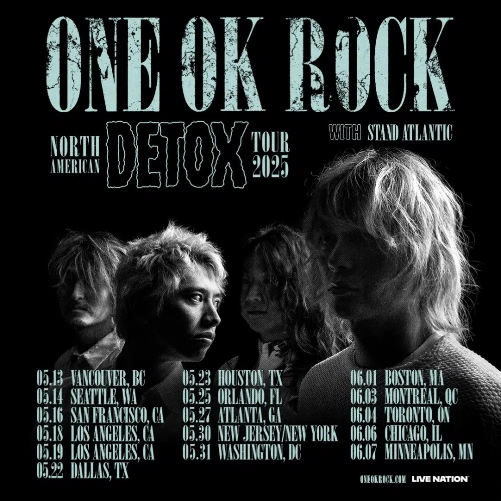 ONE OK ROCK's tour poster for the 2025 DETOX North American tour.