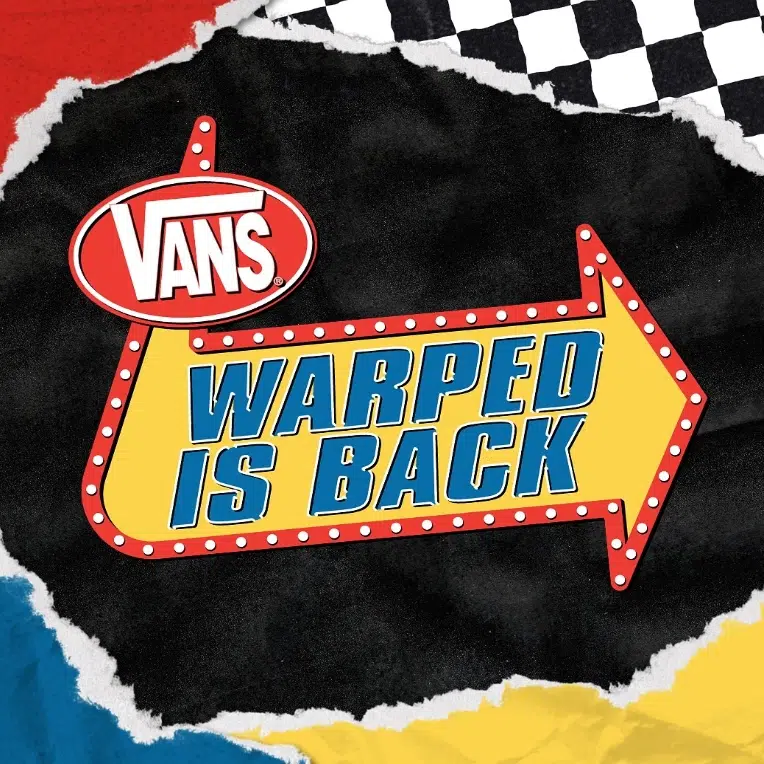 2025 Vans Warped Tour "Warped Is Back" logo, first lineup reveal.